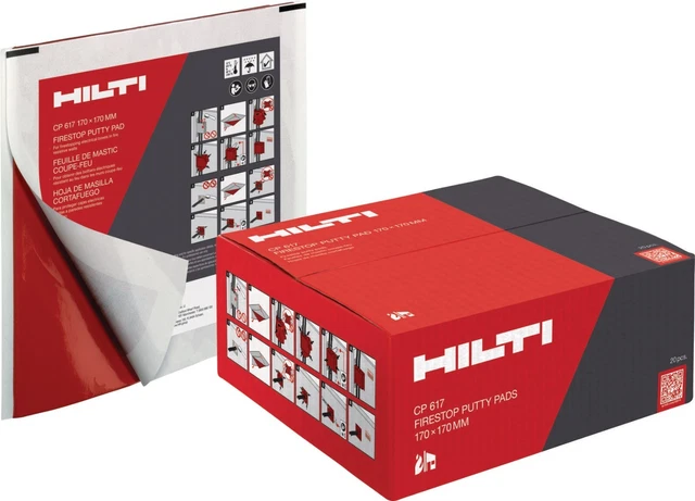 4x BRANDNEU & VERSIEGELT Hilti CP 617 Firestop Kittpads 170×170×3 mm Box mit 20