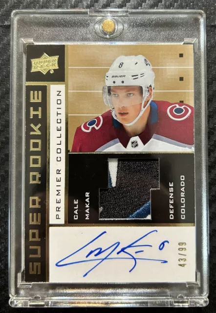 2019-20 UD Premier Cale Makar Super Rookie RPA 02-CM 3 Color Patch #'d 43/99