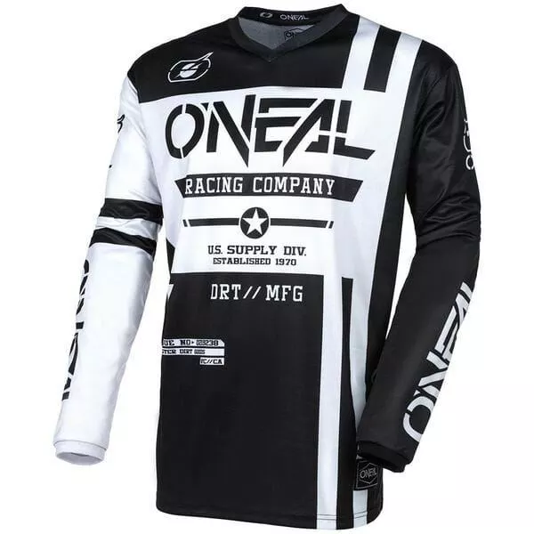O'Neal 2024 Motocross Jersey Element Warhawk Black White  MX Enduro ATV Off Road