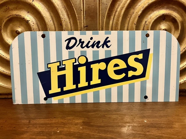 Vintage Hires Root Beer 1950s Tin Rack Sign
