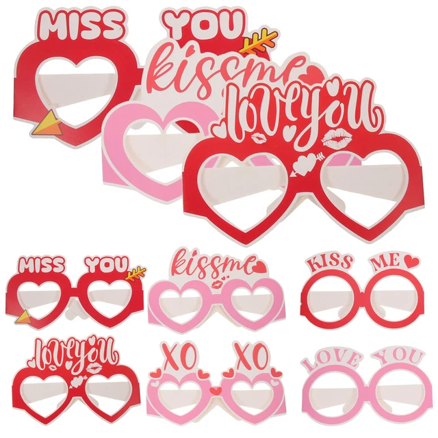 12pcs Valentinstag Papierbrillen Photo Booth Requisiten Papier Brillen