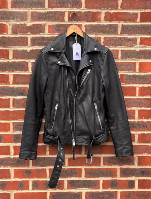 AWESOME ALL SAINTS Mens RIGG Leather Biker Jacket XS Extra Small