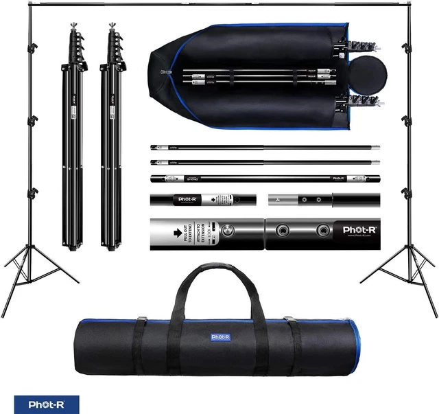 Sistema de soporte de fondo Phot-R 2x3m PRO Studio + estuche de transporte, 2x 2m x 3m