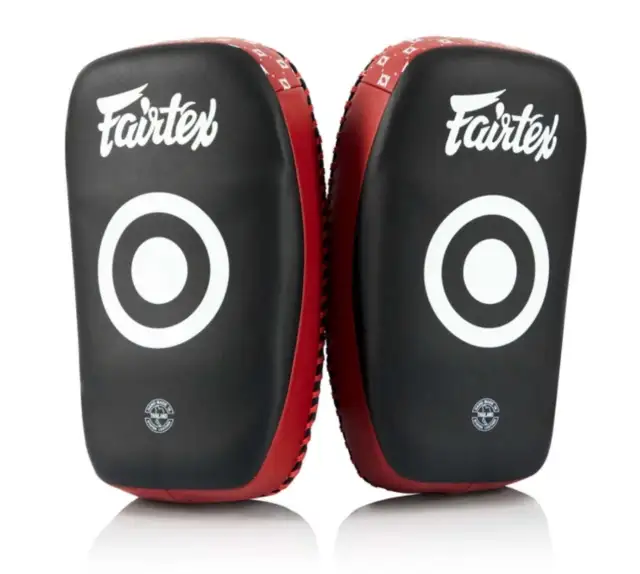 Fairtex Muay Thai Kickboxing Curved Small Lightweight Thai Pads -KPLC6-Black/Red