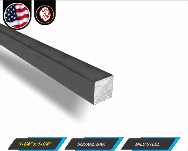 1-1/4" Square Metal Bar - Square Metal Stock - Mild Steel - 12" Long (1-ft)