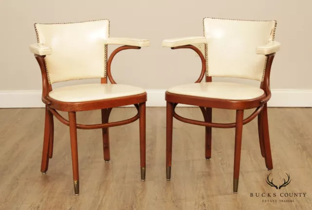 Thonet Mid Century Art Deco Style Pair Bentwood Armchairs 2