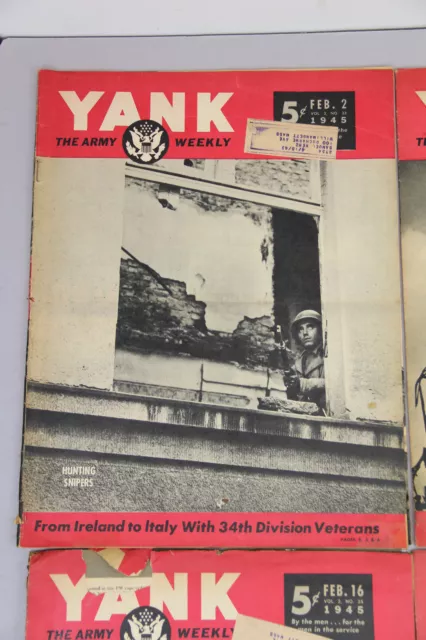 Yank Army Weekly Magazine Paper February 2 9 16 23 1945 4 Issue Ww2 Wwii War Lot 2