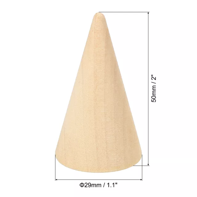 50x29mm Natural Wood Cone Ring Holder, 20 Pack Finger Jewelry Display Stand 2