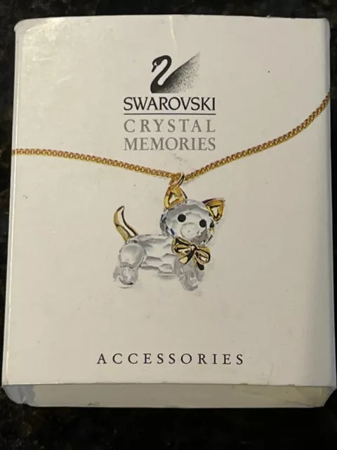 SWAROVSKI Swan Signed Crystal Memories Kitty Cat Pendant Necklace NIB