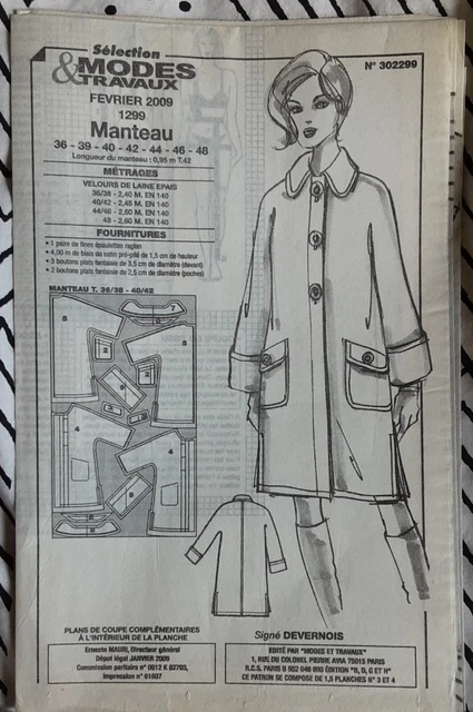 Patron De Couture Vintage Modes Et Travaux N°2871 - Occasion France