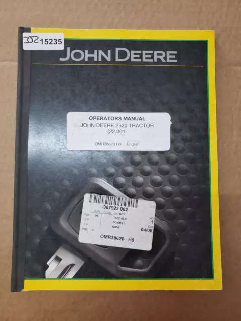 John Deere 2520 Tractor Operators Manual OMR38620