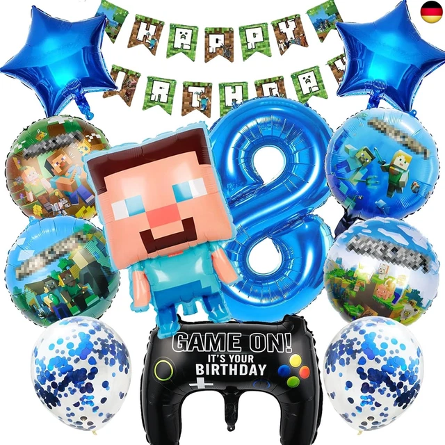 12 STÜCK PIXE Geburtstagsdeko 8 Jahre Junge, Pixe Ballons Geburtstag