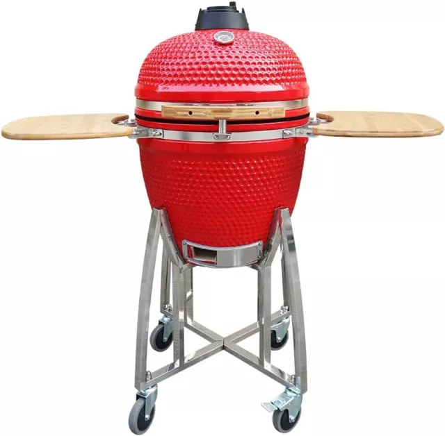 Ceramic BBQ Grill Kamado Charcoal Roaster 21.6” 23.5” Egg BBQ Smoker With Stand