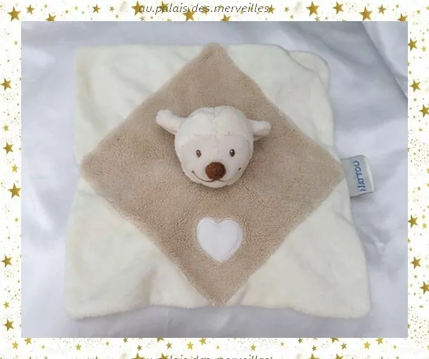 Doudou Peluche Plat Mouton Agneau Ecru Beige Coeur Nattou