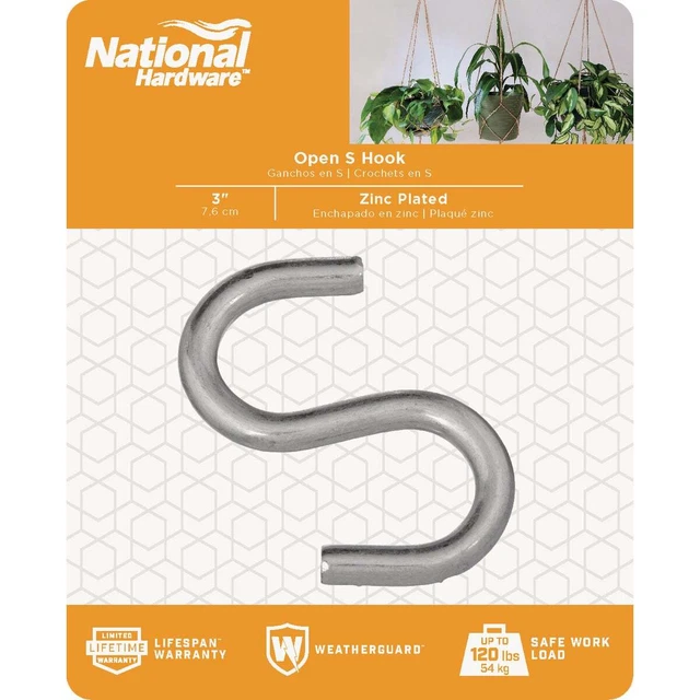 National 3 In. Zinc Heavy Open S Hook N121756 National N121756 038613121751 2