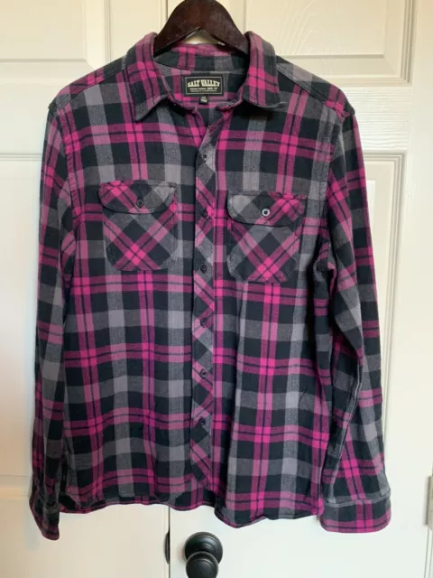 Salt Valley Plaid Long Sleeve Button Up Flannel Shirt. Men's Large Pink Plaid