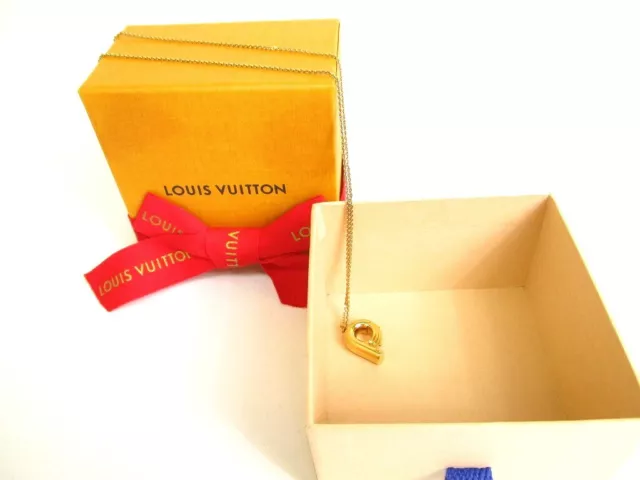 Authentic LOUIS VUITTON Gold Plated LV & ME Necklace Letter H #8952