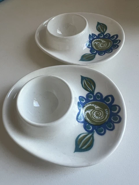 Retro Vintage Figgjo Flint Egg Cups x 2 Tor Viking Pattern