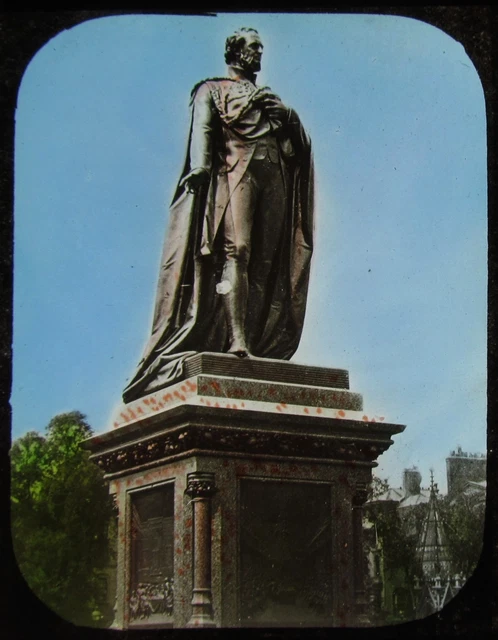 Glass Magic Lantern Slide STATUE AT WESTMINDER C1890 OLD PHOTO LONDON