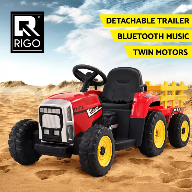 Rigo Ride On Car Tractor Toy Kids Electric Cars 12V Battery Child Toddlers Red