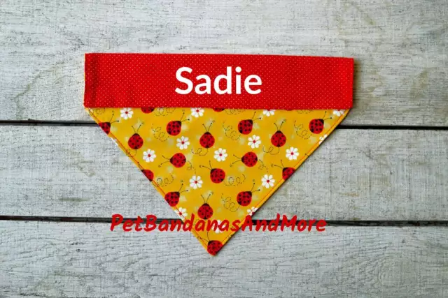 Personalized Dog Bandana Ladybug Daisy Summer Lady Bug Over The Collar XS-XL 2