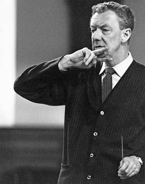 British Composer Benjamin Britten Conducting A Piece 1966 OLD PHOTO