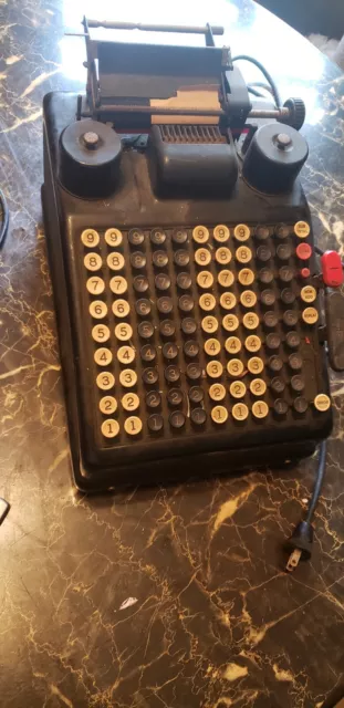 Vintage Burroughs Portable Electric Adding Machine Type3 10 Column Full Keyboard