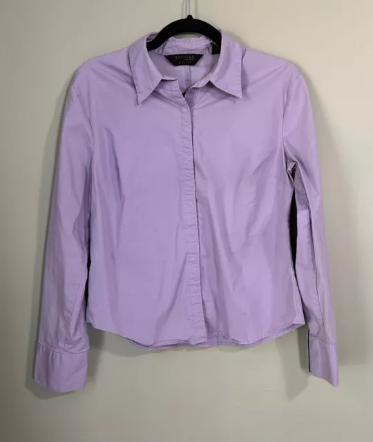 Express Stretch Lilac Snap up Collared Long Sleeve dress shirt Size 13/14 Womens