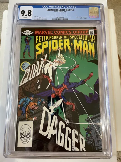 Peter Parker, Spectacular Spiderman #64 CGC 9.8 (1982) Marvel 1st Cloak& Dagger!