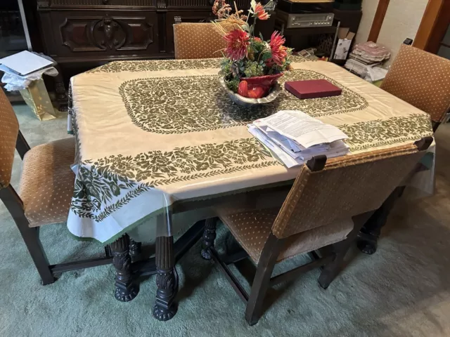 antique dining table and chairs