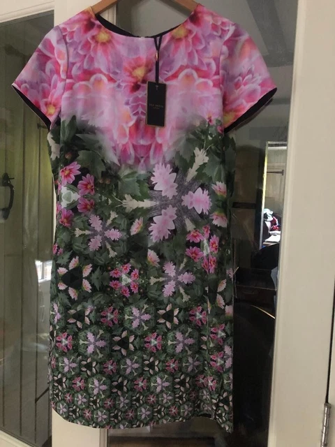 TED BAKER NATURAL Kingdom Geo Tunic Dress Dark Green Size 10