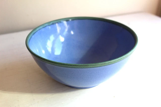 Hand Thrown Large Blue Glaze Serving Bowl Art Pottery White Fine Clay No Sig