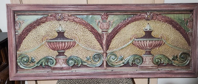 Amazing Framed Antique Tin Ceiling  Panel-Hand Painted  51.5" x21"