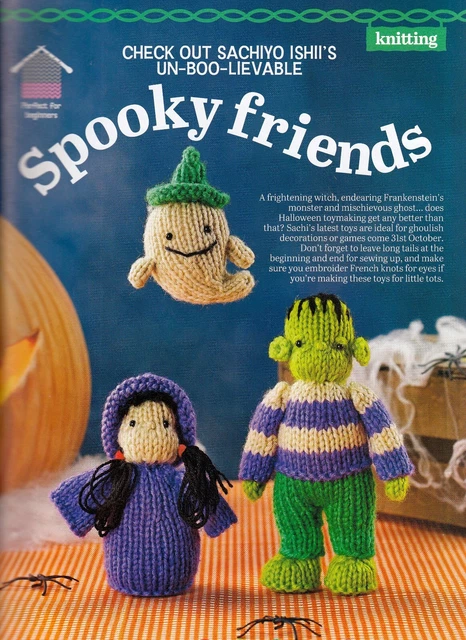 Patrón De Tejido Juguete Monstruos Bruja Frankenstein Ghost Fácil Halloween Lcm M11A