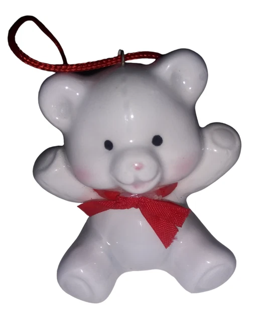 Vintage Midwest Japan Bone China Porcelain Cute Holiday Teddy Bear Ornament B4
