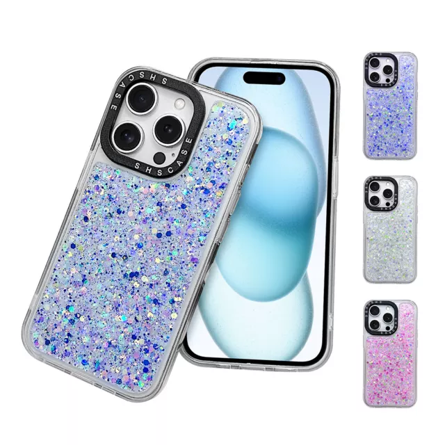 Shockproof Soft Case For iPhone 15 14 13 12 Pro Luminous Glitter Sparkle Cover