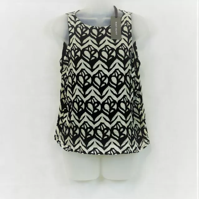 Mint Velvet Faith Top Embellished Black/Ivory UK 8 rrp £69 Box90 AA 15