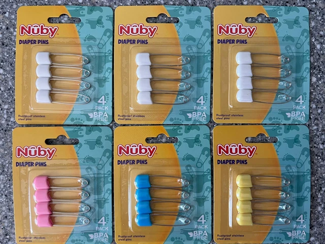 ¡WOW! Alfileres de pañales NUBY ACERO INOXIDABLE A PRUEBA DE ÓXIDO De colección 6 paquetes y ENVÍO RÁPIDO GRATUITO