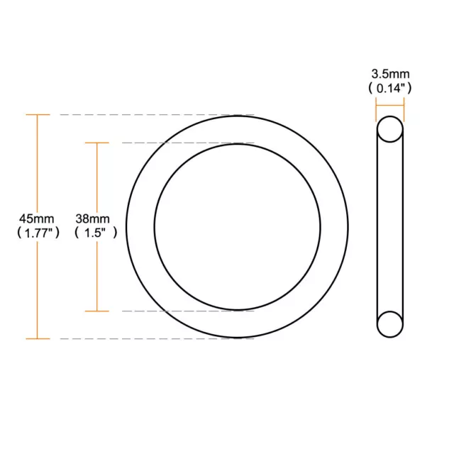 10 pièces métrique O Rings Noir caoutchouc nitrile 45mm  OD 3,5mm  d'épaisseur 3