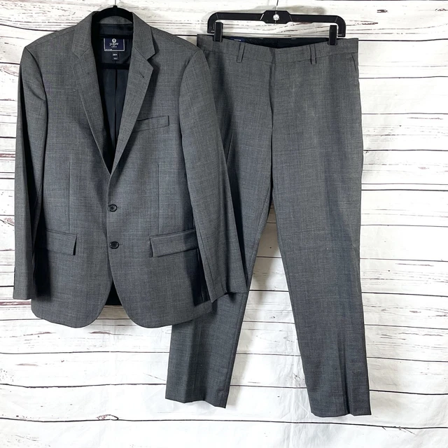 J Crew Thompson Mens 2PC Suit Size 38R Wool 2 Button Jacket Flat Front Pants
