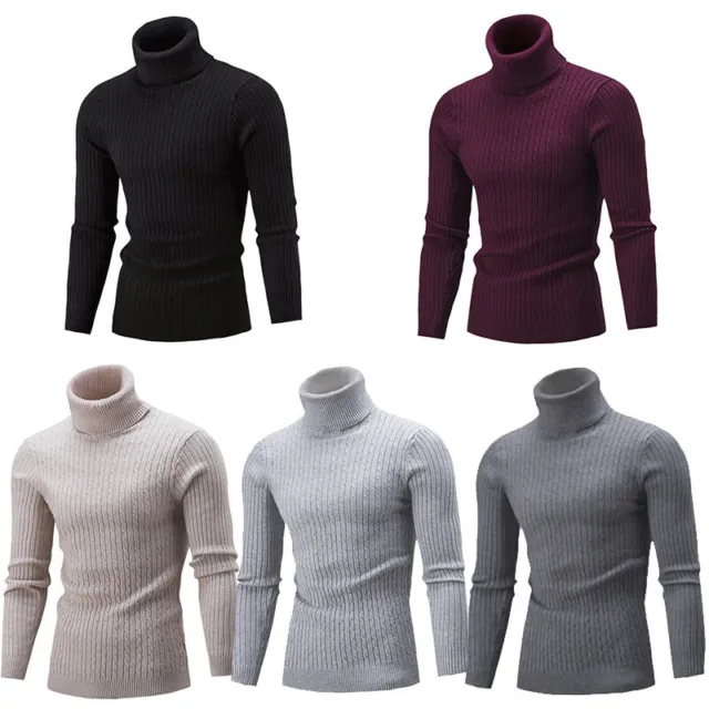 Homme Col Roulé Pull Manches Longues Hiver Chaud Basique Pulls Tricot Pull ,