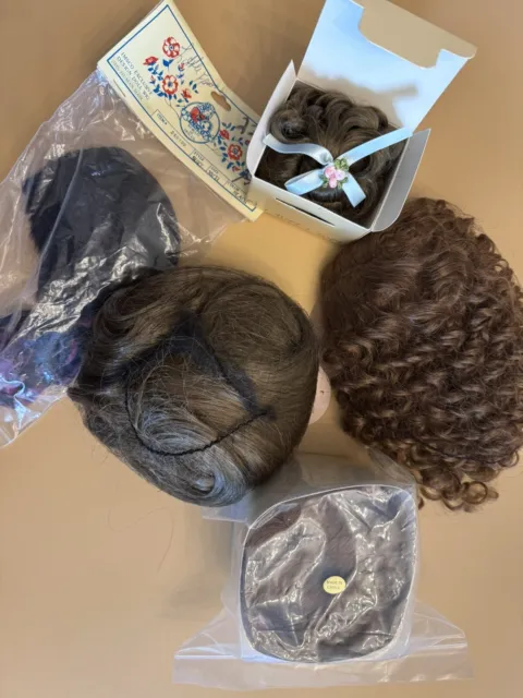 Vintage Doll Wigs Global Dolls Imsco Wee 3 Lot Brown Auburn Black Various sizes
