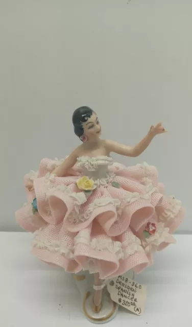 Stunning Antique Vtg Dresden Figure Porcelain Lace Lady Dancer Ballerina Germany