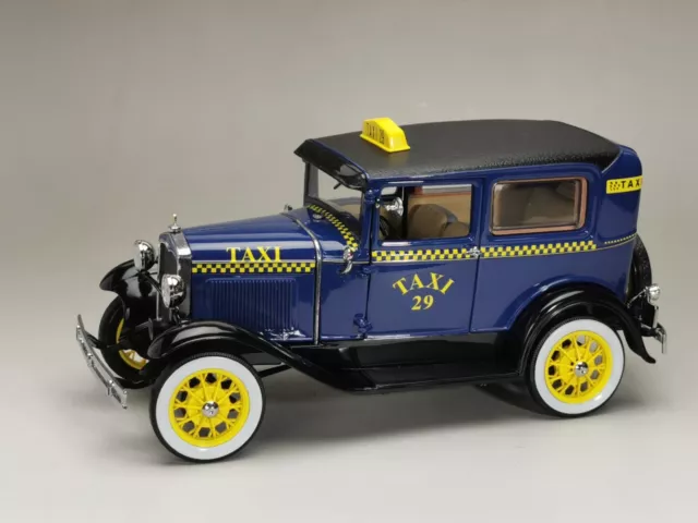 Sunstar 1/18 Scale Die-Cast Model - 1931 Ford Model A Tudor –Taxi - Blue/Yellow