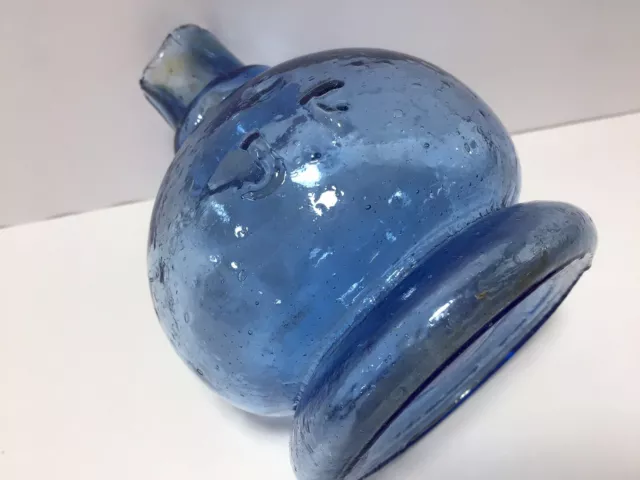 Nice COPPER BLUE C1910 Embossed J.F Victorian Oil Lamp Not Old Ink Bottle J2
