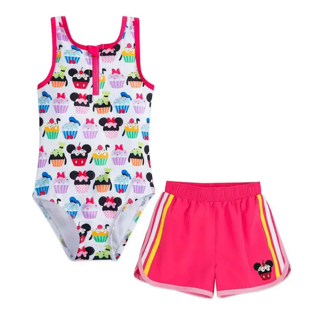NWT Disney Store Minnie Mickey Mouse and Friends Swimsuit Short 2 pc UPF 50+
