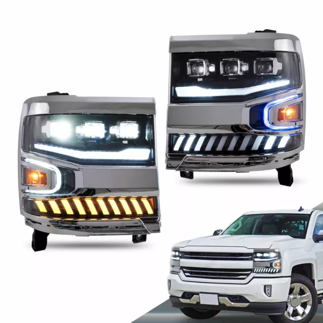 FULL LED PROJECTOR Headlights For 2016-2018 Chevy Silverado 1500