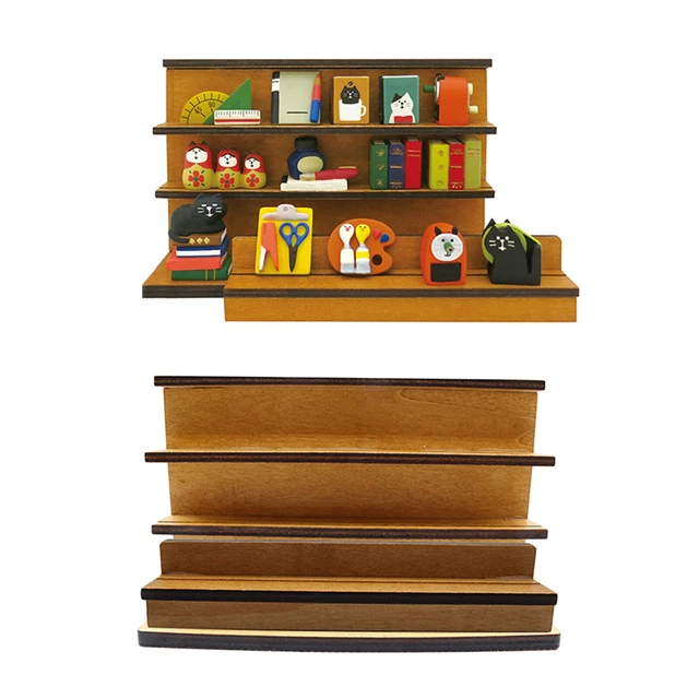 Doll House Handcraft 3-Layer Display Rack Bookshelf for 1/12 Furniture