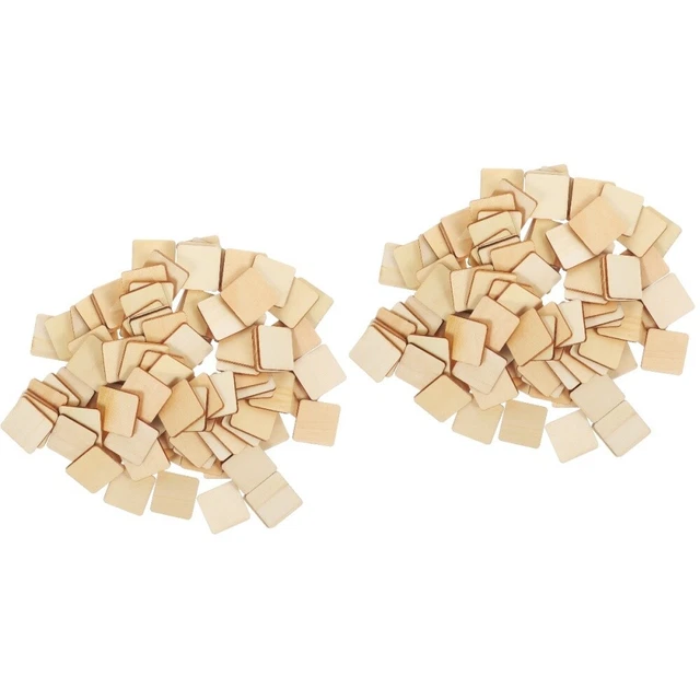 200 Pcs Square Wood Chips Small Discs Wooden Shapes Carving
