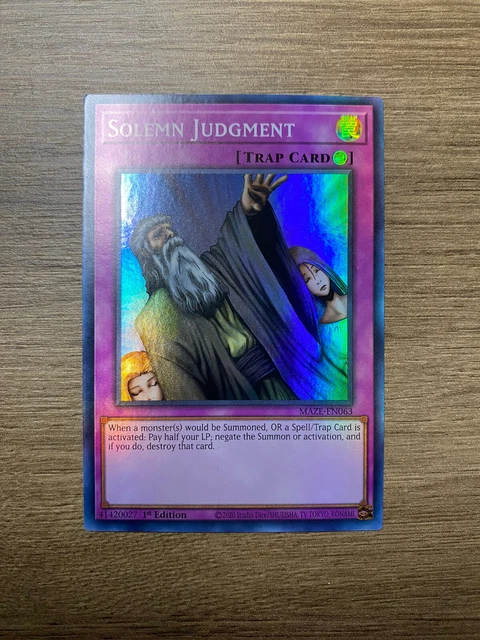 1 X YUGIOH Solemn Judgment - MAZE-EN063 - Super Rare 1st Edition